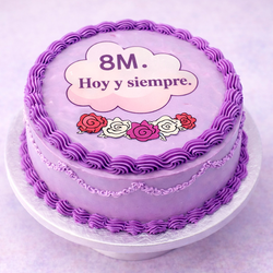 Tarta 8M en Barcelona el detalle lila del Día de la Mujer que emociona