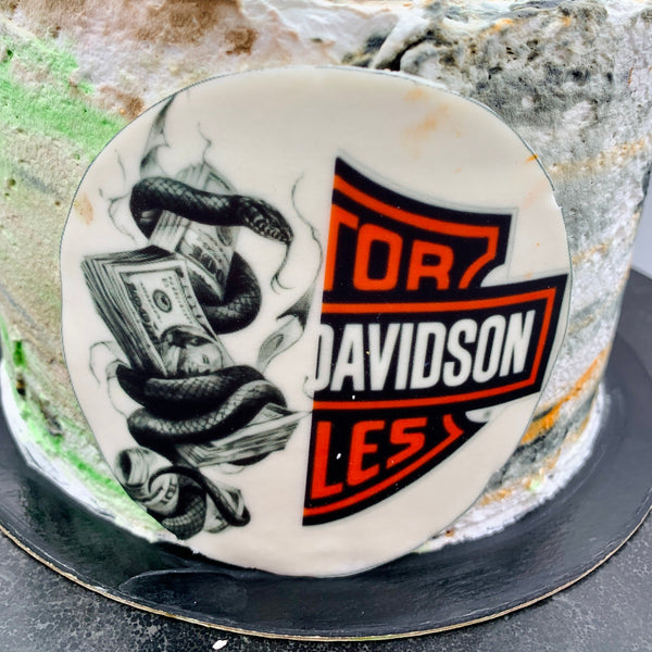 Tarta Personalizada Harley Davidson y Serpientes – Doble Temática Impactante