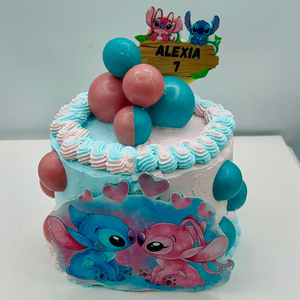 Tarta Stitch y Angel personalizada en Barcelona