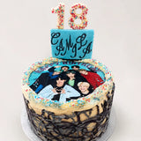 detalle de tarta BTS con impresión comestible personalizada