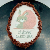huevo burn cake personalizado de pascua con oblea comestible en barcelona