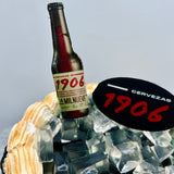 tarta cerveza 1906 con decoracion de botellas y chocolate en barcelona