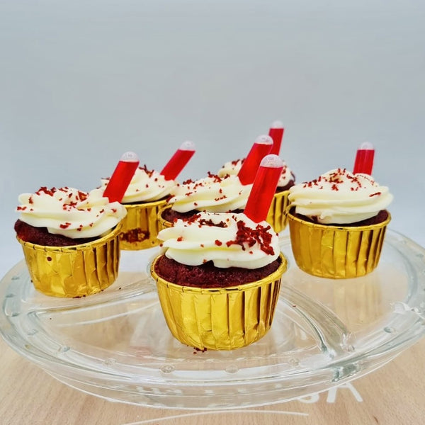 Cupcake red velvet y licor de piruleta