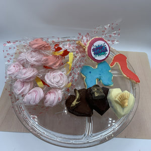 Pack Día de la madre corazones rellenos, galletas y ramo de rosas de merengue