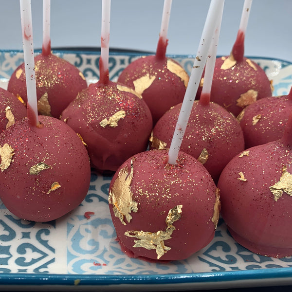 Cake pops chocolate rubí