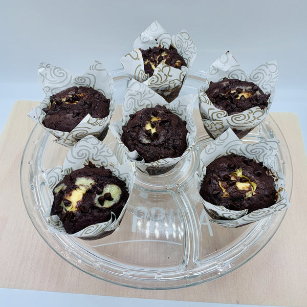 Muffins de chocolate rellenos de cheesecake
