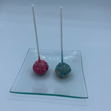 Detalle de cakepops para mesa dulce de revelación del sexo del bebé en Barcelona
