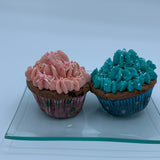 Cupcakes rosa y azul para fiesta de revelación del sexo del bebé en Barcelona